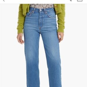 Levis ribcage high waisted button fly denim.